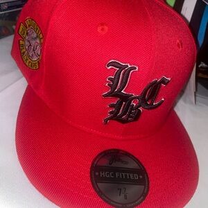 Red Fitted Cap with Embroidered Logo
